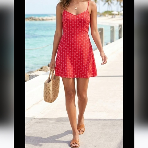 Kohl's Dresses & Skirts - 3 For $30 Kohl's Red Geo Pattern Dress With Pockets